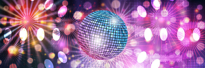 Night music party, dance club, music festival colorful banner vector design template