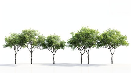 Fototapeta premium 3D rendered image of isolated trees on a white background. 