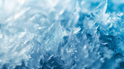 Close-up of blue crystals with intricate and sharp details.