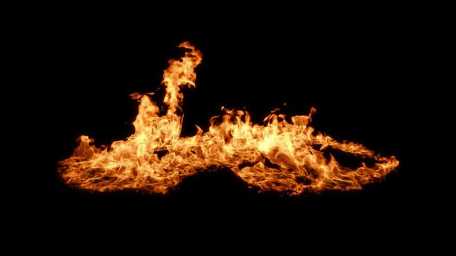 Intense Ground Fire Flames and Alpha Channel included: High-Quality Clip Ideal for Creating Dramatic Cinematic Effects and Seamless Visual Enhancements on Transparent Background