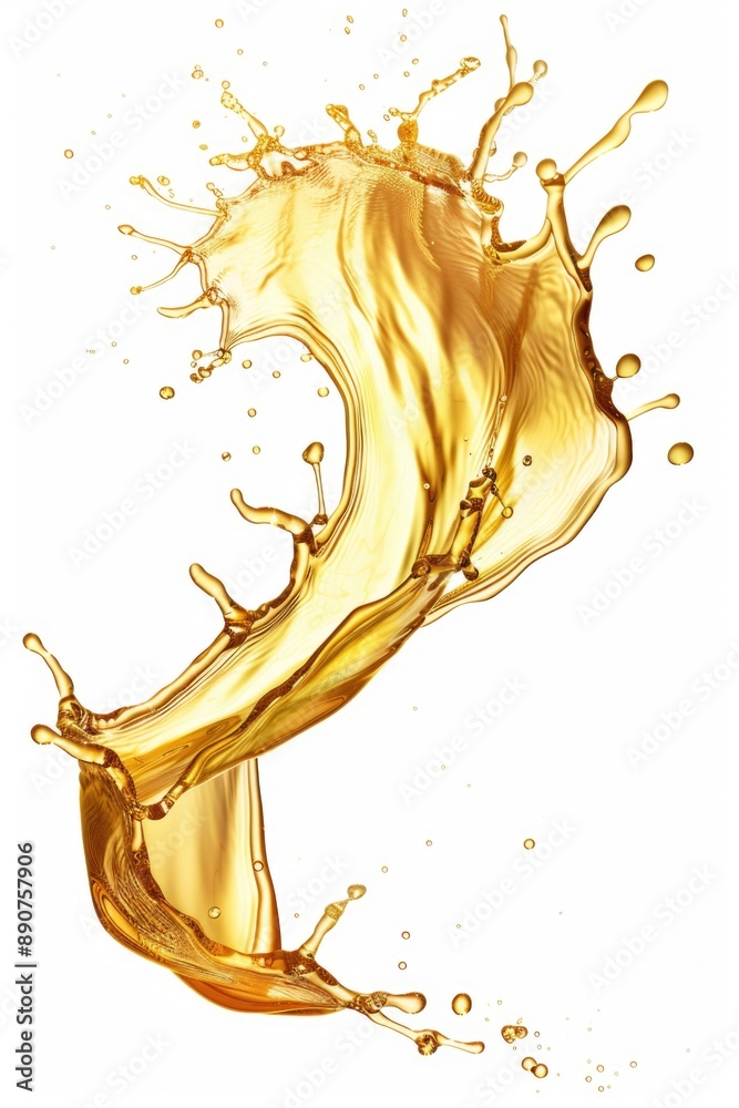 Poster a close-up shot of a splash of liquid on a white background, suitable for use in scientific or educa