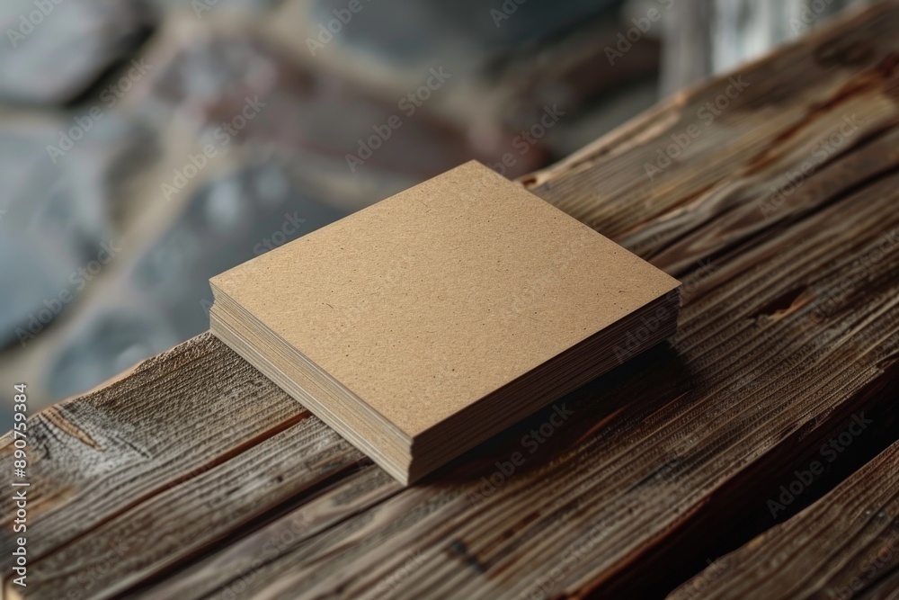 Poster A sheet of brown paper resting on a wooden table, great for use as a prop or background in various creative projects