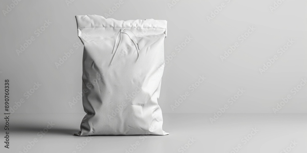 Poster a simple white bag of food sitting on a table, ideal for use in articles about meal prep or snack id