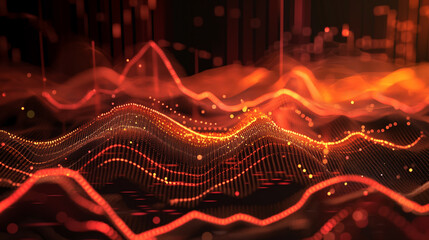 Red stock market graph showing downward trend.