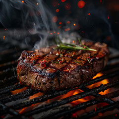 grilled steak on a grill