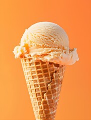 Peach Fuzz Ice Cream Cone on an orange Background