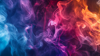 Colorful abstract smoke in various vibrant hues.