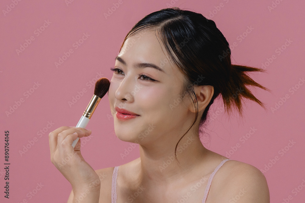 Wall mural portrait of young asian beautiful woman with k-beauty make up style and healthy and perfect skin. wo