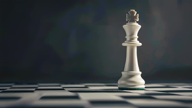 White king chess piece on checkered board