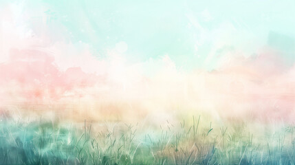 Fototapeta premium Watercolor abstract landscape background with soft pastel colors with copy space