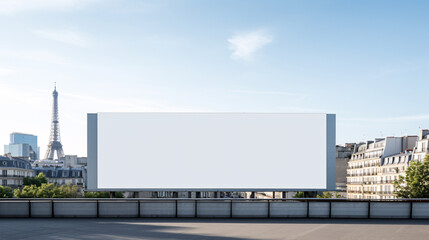 Obraz premium billboard mock-up in Paris with the sight of the Eiffel tower.