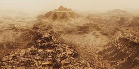 A vintage photograph of a desert with a distant mountain range, suitable for use in historical or nostalgic contexts