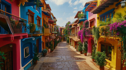 Fototapeta premium mexico street with houses