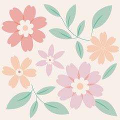 Patterns of flowers in pastel shades