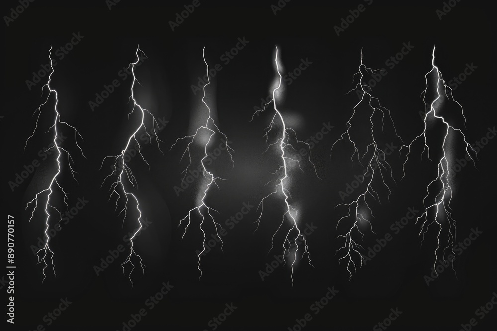 Aufkleber a dark background with flashing lightning