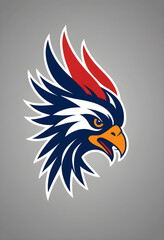 Obraz premium Majestic Red and Blue Eagle Head Illustration