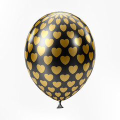 Black Gold balloon. Luxury realistic balloons. Heart pattern