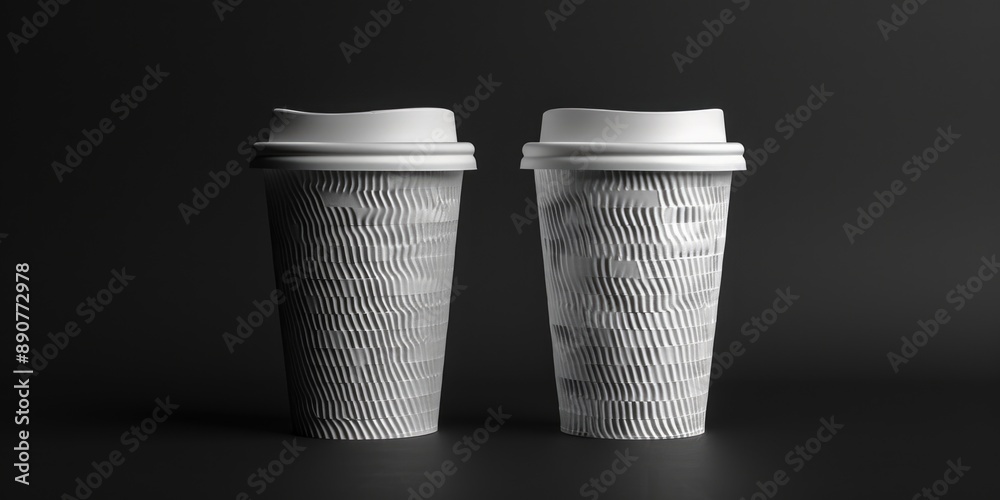 Aufkleber two cups of coffee sitting side by side on a table or desk