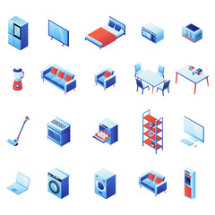 Isometric Everyday Household Items Vector Illustration