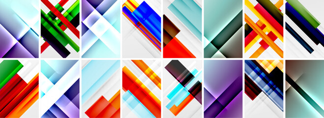 Fototapeta premium Set of low poly triangles poster geometric backgrounds. Vector Illustration For Wallpaper, Banner, Background, Card, Book Illustration, landing page
