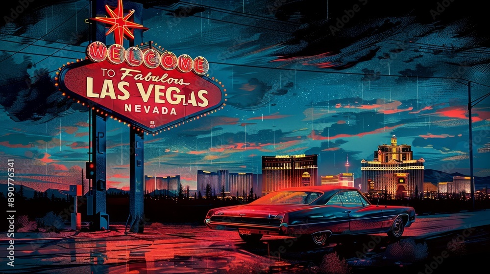 Wall mural welcome to fabulous las vegas sign, generative ai