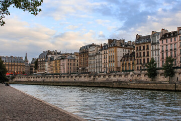 Fototapeta premium Paris France sunset over the Seine river