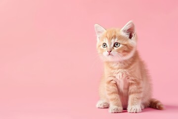 Golden chinchilla kitten from Britain against pink background
