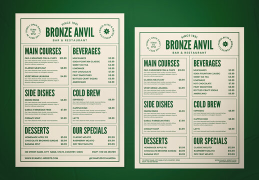 Minimal and Clean Restaurant Menu Layout