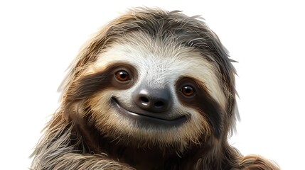 Portrait of an adorable brown sloth with gleaming brown eyes