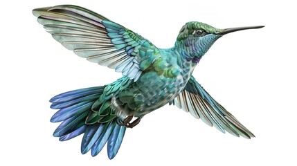 Obraz premium Broad Billed Hummingbird on a pure white background.