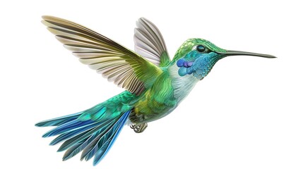 Obraz premium Broad Billed Hummingbird on a pure white background.