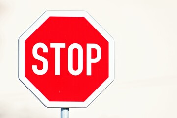 Stop traffic sign board. Stop concept. Copy space.
