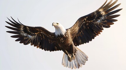 Fototapeta premium a bald eagle flying with its wings spread