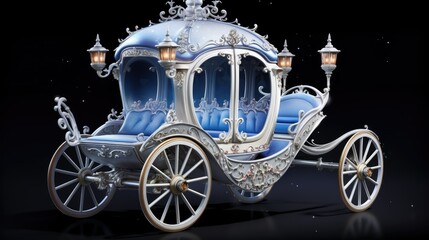 A blue and silver carriage