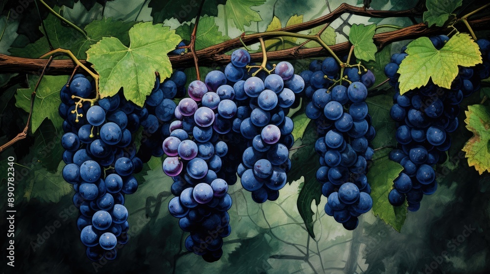 Canvas Prints A bunch of dark blue grapes