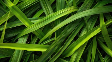 Lemongrass Background. Fresh Asian Grass in Abstract Green Leaves