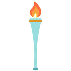 Torch with fire flat icon. Vector illustration