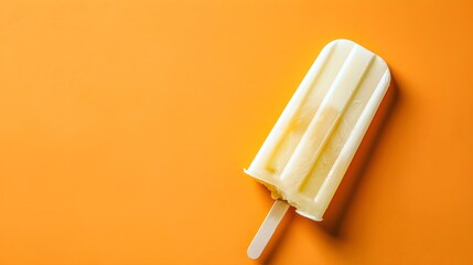 Ivory Popsicle on a summery orange Background with Copy Space