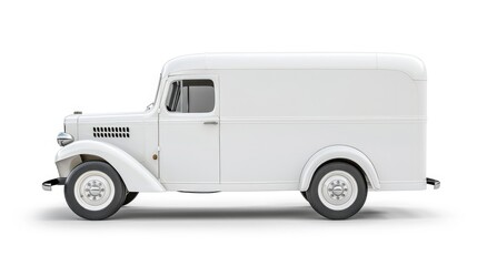 Vintage Delivery Truck. Customized Antique White Van for Shipping and Delivery