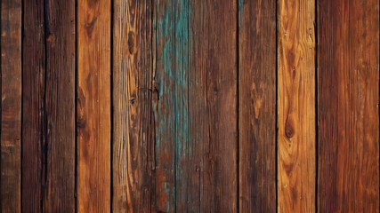 Fototapeta premium Old, grungy, colorful wood background. Generative AI