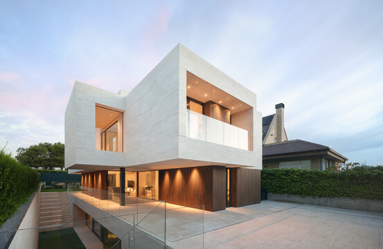 Modern architecture showcasing a 21st-century design house - Powered by Adobe