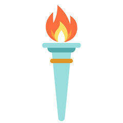 Torch with fire flat icon. Vector illustration
