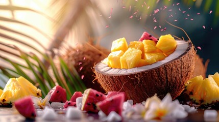 A bowl of fresh fruit sits on a table
