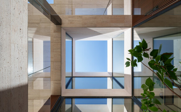 Modern architecture with natural light and geometric lines