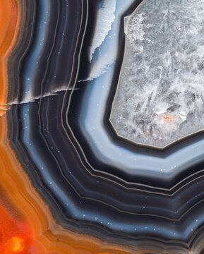 Captivating macro view of a colorful Condor agate's bands and details