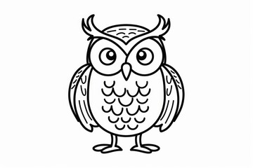 Naklejka premium Simple Owl. Hand-Drawn Owl Outline Illustration in Minimalistic Style