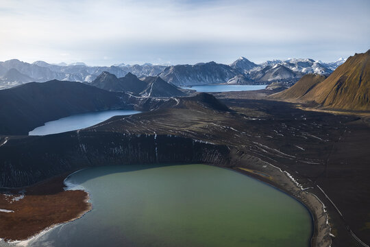 Aerial View of Highland Lakes in Iceland Captured by Drone - Powered by Adobe