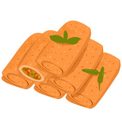 Risoles Illustration. Indonesian food. Rissole. Takjil.