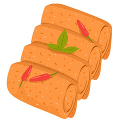Risoles Illustration. Indonesian food. Rissole. Takjil.