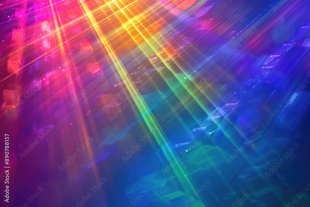 Poster a single colorful light shines brightly on a black background, great for highlighting or emphasizing
